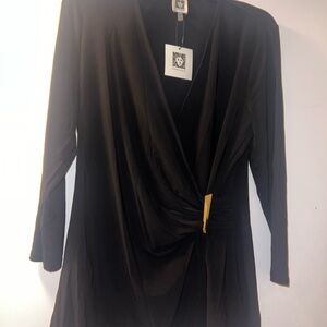 Black Wrap-Style Long Sleeve blouse size Large Brand new w/tags retail $69